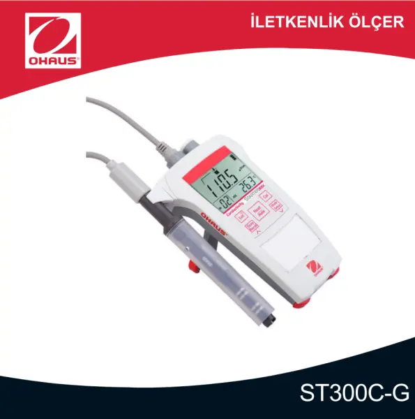 Ohaus ST300C-G Portatif İletkenlik Ölçer Seti STCON3 İletkenlik Elektrodu dahil