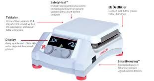 OHAUS e-G51HP07C Isıtıcı Tabla (Hotplate), Oda Sıc -500°C, 15litre, 17.8 x 17.8 cm Seramik Tabla, Dijital Ekran