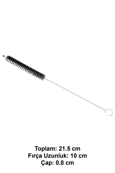 Tüp Fırçası Kanül (Siyah) Toplam: 21,5 cm, Fırça Uzunluk:10 cm, Ø 0,8 cm